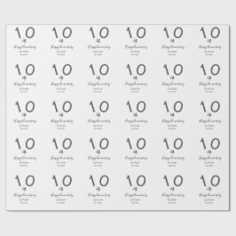 Lycklig 10-årsdagen namn datum grått metall star b presentpapper