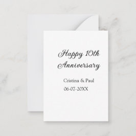 Lycklig 10-årsjubileum: ett minimum bröllop namn anteckningskort