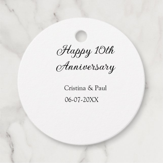 Lycklig 10-årsjubileum: ett minimum bröllop namn gåvor etiketter (Framsida)