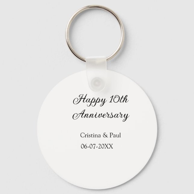 Lycklig 10-årsjubileum: ett minimum bröllop namn nyckelring (Framsida)