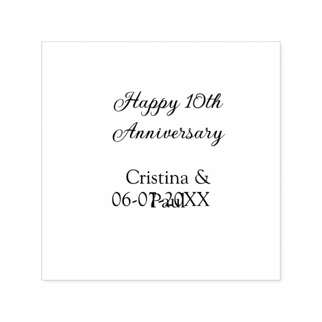 Lycklig 10-årsjubileum: ett minimum bröllop namn självfärgande stämpel (Design)