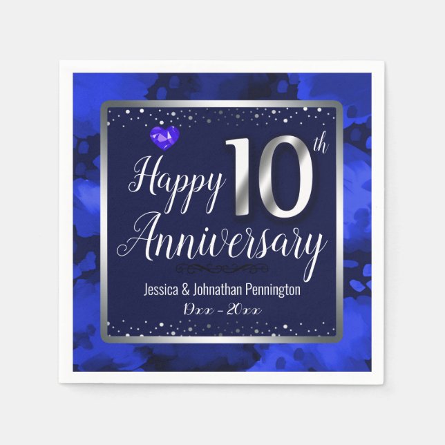 Lycklig 10:e årsdagen Bröllop Pappersservett (Framsidan)