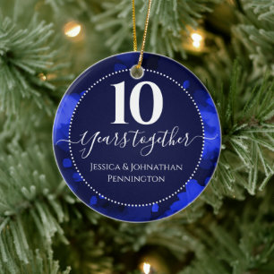 Lycklig 10:e Bröllop-årsdagen Ett foto Julgransprydnad Keramik