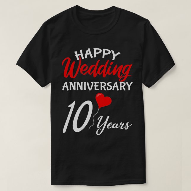 Lycklig 10:e Bröllop-årsdagen Hjärtar hennes kupol T Shirt (Design framsida)