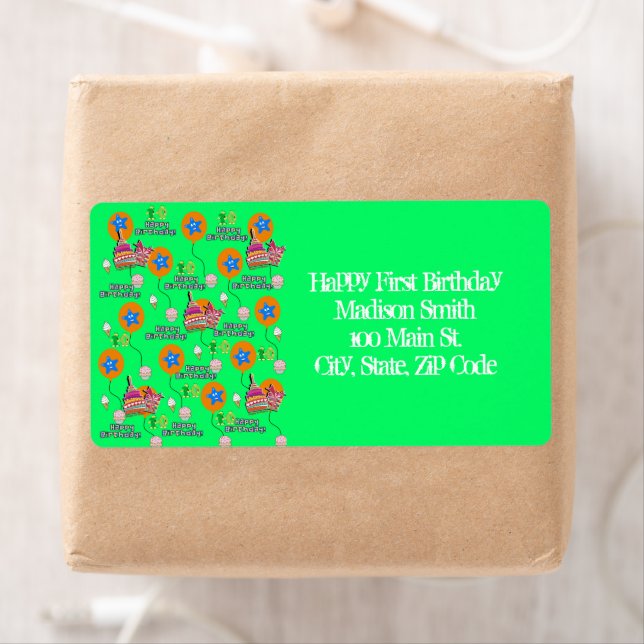 Lycklig 10:e födelsedag Adressetiketter, Grönt Fraktsedel (Insitu)