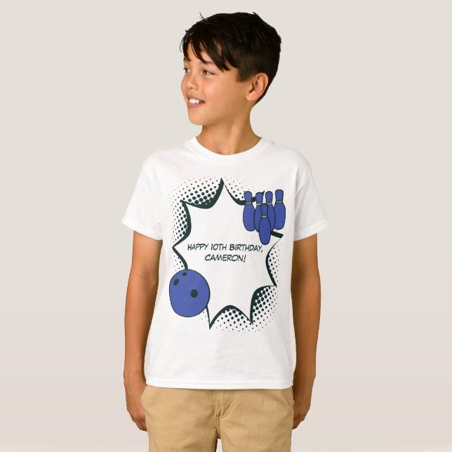 Lycklig 10:e födelsedagen Bowling Party T Shirt (Hel framsida)