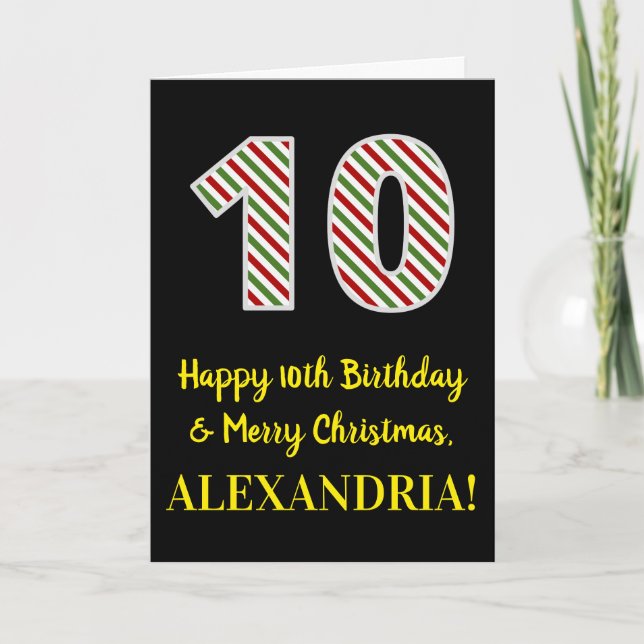 Lycklig 10:e födelsedagen och God jul, anpassat na Kort (Framsida)