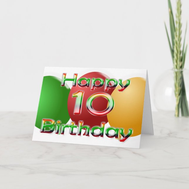 Lycklig 10:e födelsedagskort kort (Framsida)