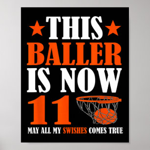 Lycklig 11:e födelsedagen 11:e året gammal basket poster