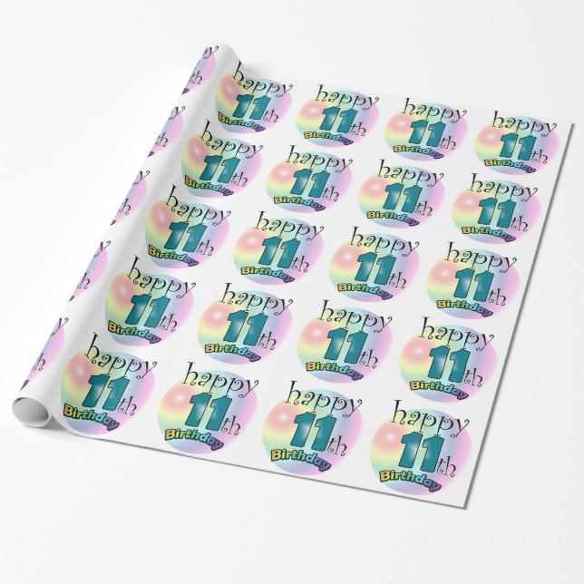 Lycklig 11:e födelsedagen presentpapper (Utrullad)