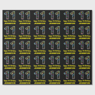Lycklig 11:e födelsedagen, Roligt Colorful Stars Presentpapper