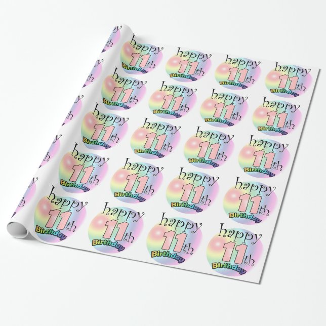 Lycklig 11:e födelsedagen (rosa) presentpapper (Utrullad)
