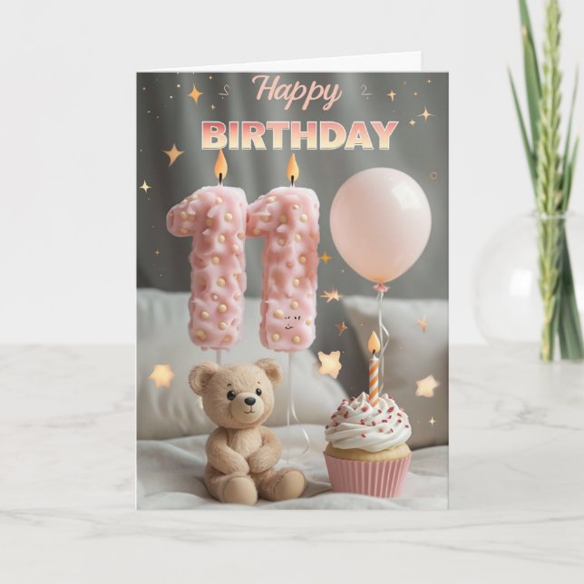 Lycklig 11:e födelsedagskort kort (Framsida)