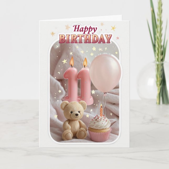 Lycklig 11:e födelsedagskort kort (Framsida)