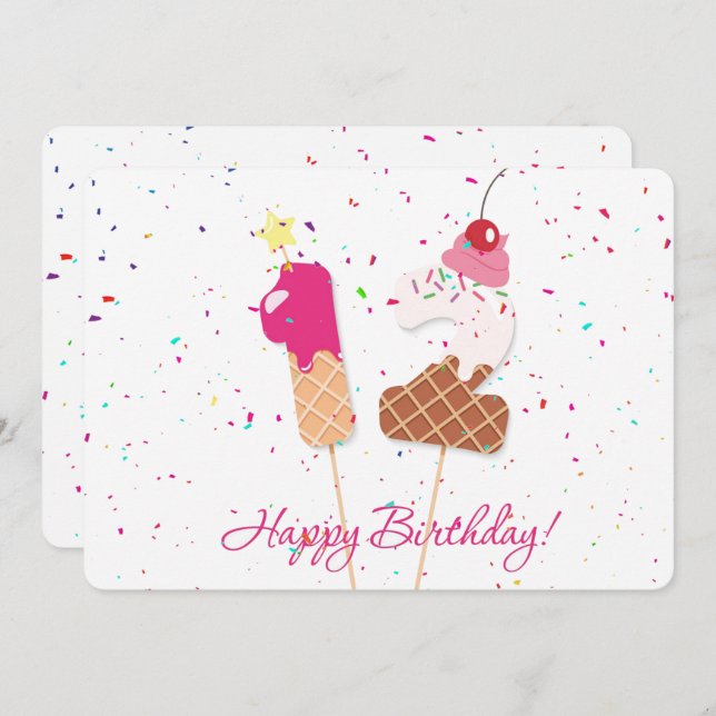 Lycklig 12:e födelsedag julkort (Fram/baksida)