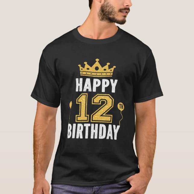 Lycklig 12:e födelsedagsidea för 12 år gamla pojka t shirt (Framsida)