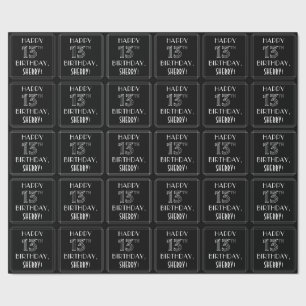 LYCKLIG 13:E BIRTHDAY; Art Deco Stil med eget namn Presentpapper
