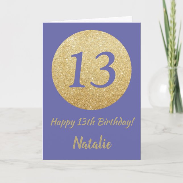 Lycklig 13:e födelsedagen och Guld Glitter Kort (Framsida)