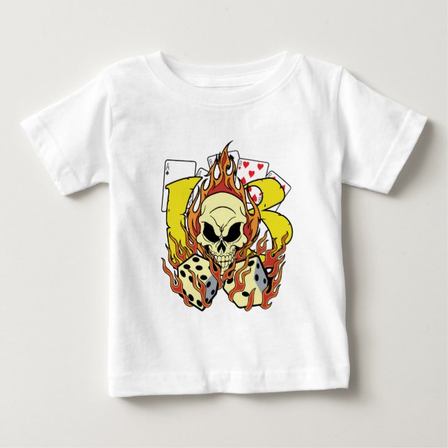 Lycklig 13 tärning och skalle t shirt (Framsida)