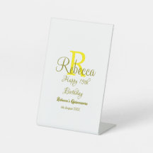 Lycklig 15: e födelsedag gult lägg till namn monog