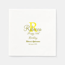 Lycklig 15: e födelsedag gult lägg till namn monog