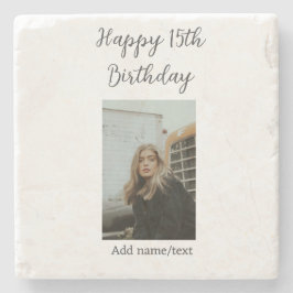 Lycklig 15:e födelsedag lägger till namn fototext  stenunderlägg