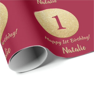 Lycklig 15:e födelsedagen Burgundy Red och Guld G Presentpapper