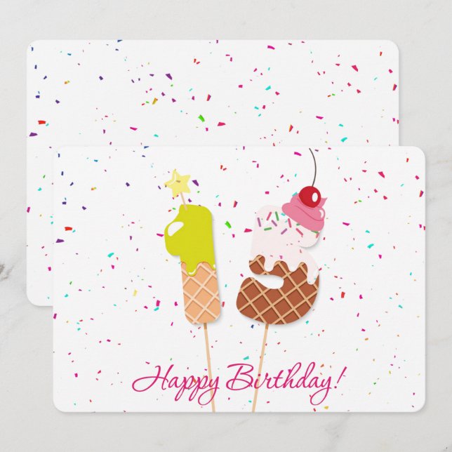 Lycklig 15:e födelsedagen julkort (Fram/baksida)