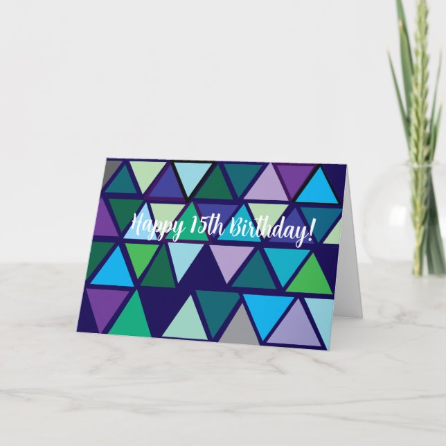 Lycklig 15:e födelsedagen, mappat gratulationskort kort (Framsida)