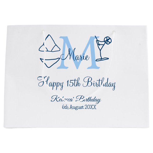 Lycklig 15: e födelsedagsblått lägg till namn mono (Framsidan)