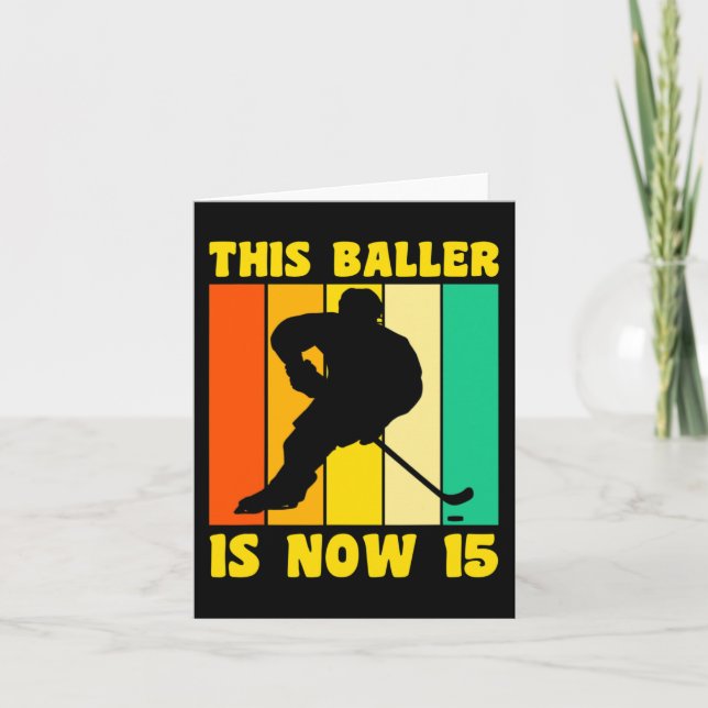 Lycklig 15 födelsedag 15 år gammal retro Ice Hocke Kort (Framsida)