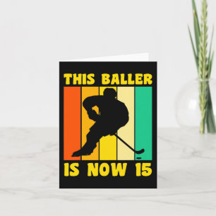 Lycklig 15 födelsedag 15 år gammal retro Ice Hocke Kort