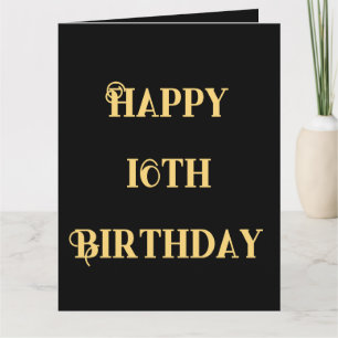 Lycklig 16:e födelsedag Guld Gult 16:e Anpassnings Kort