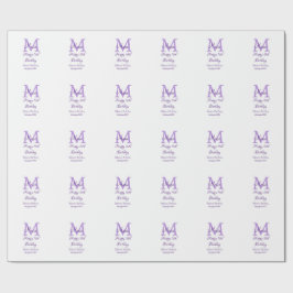 Lycklig 16:e födelsedag lila lägg till namn monogr presentpapper