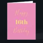 Lycklig 16:e födelsedag Rosa Guld Gultens Anpassni Kort<br><div class="desc">Designad med den gyllene gultens textmall för "Lycklig 16:e födelsedagen" och anpassningsbar som du kan redigera för att anpassa och även anpassningsbar färg bakgrund!</div>