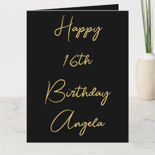 Lycklig 16:e födelsedag Sexton Guld-anpassade namn Kort