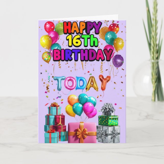 Lycklig 16:e födelsedagen kort (Framsida)