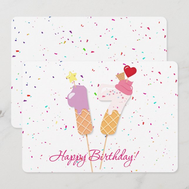 Lycklig 17:e födelsedagen julkort (Fram/baksida)