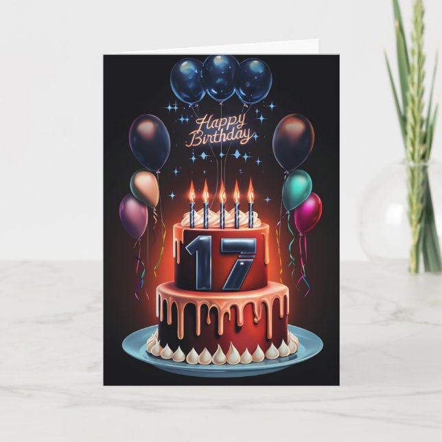 Lycklig 17:e födelsedagskort kort (Framsida)