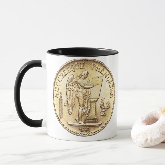 Lycklig 1886 Fransk Guld 20 Franc Ängel Mugg (Med munk)