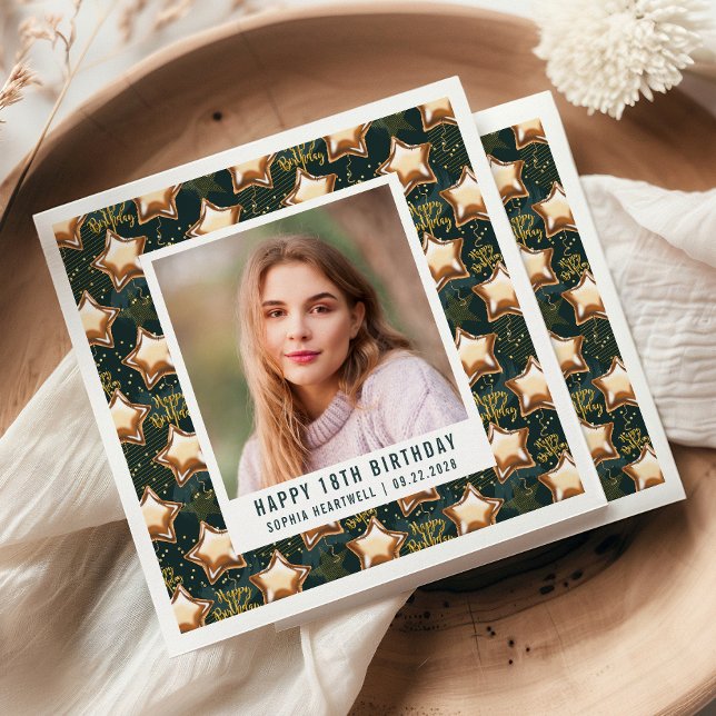 Lycklig 18:e födelsedag: fotglam, stjärnorna pappersservett (Skapare uppladdad)