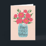 Lycklig 18:e födelsedag Friend w/ Mason Burk of Fl Kort<br><div class="desc">En Mason burk fyllde med en härlig folkmassa och vita blommor med handskriften ord 'För min vän' på märkrn och 'Lycklig 18:e födelsedagen' på Mason burk. Perfektens födelsedagskort för att fira din väns födelsedag! © Ness Nordberg</div>