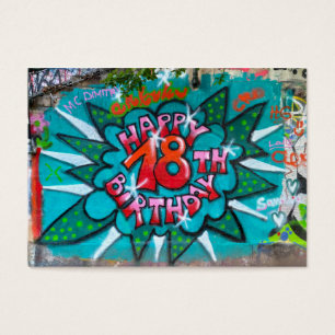 Lycklig 18:e födelsedagen Graffiti Visitkort