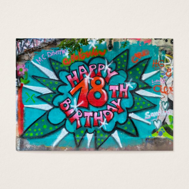 Lycklig 18:e födelsedagen Graffiti Visitkort (Framsidan)