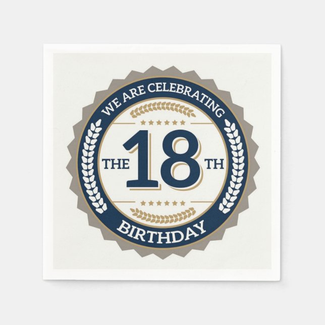 Lycklig 18:e födelsedagen pappersservett (Framsidan)