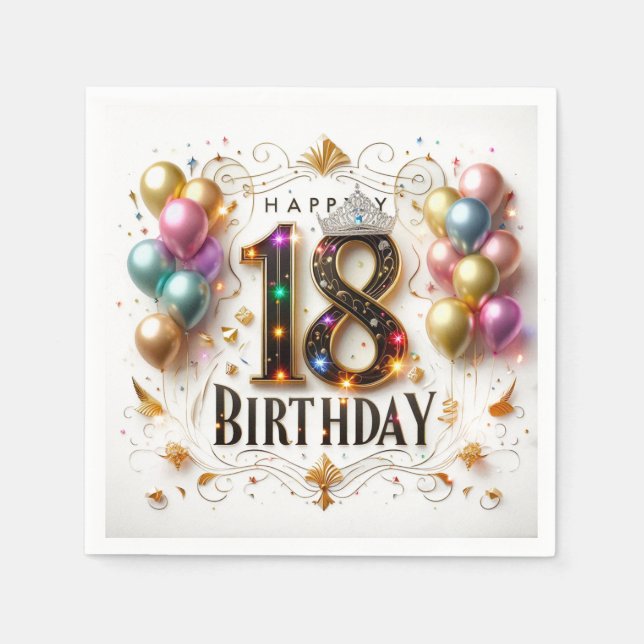 Lycklig 18:e födelsedagen pappersservett (Framsidan)