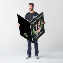 Lycklig 18:e födelsedagen Rosa Glitter Blommigt Na