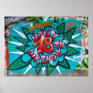Lycklig 18:e födelsedagsgraffiti poster