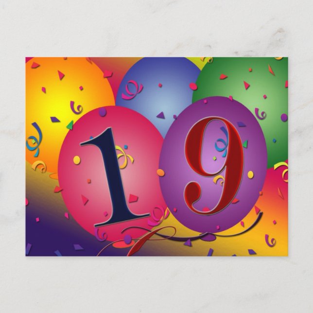 Lycklig 19-årsdagen vykort (Framsida)