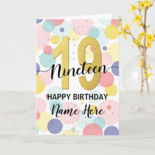 Lycklig 19:e födelsedagen: Pastel Rainbow och Guld Kort